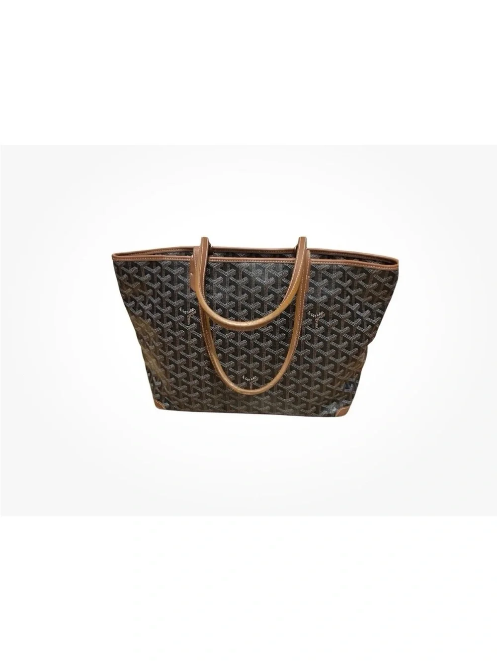 Goyard Black Patterned Artois Tote with Tan Leather Trim